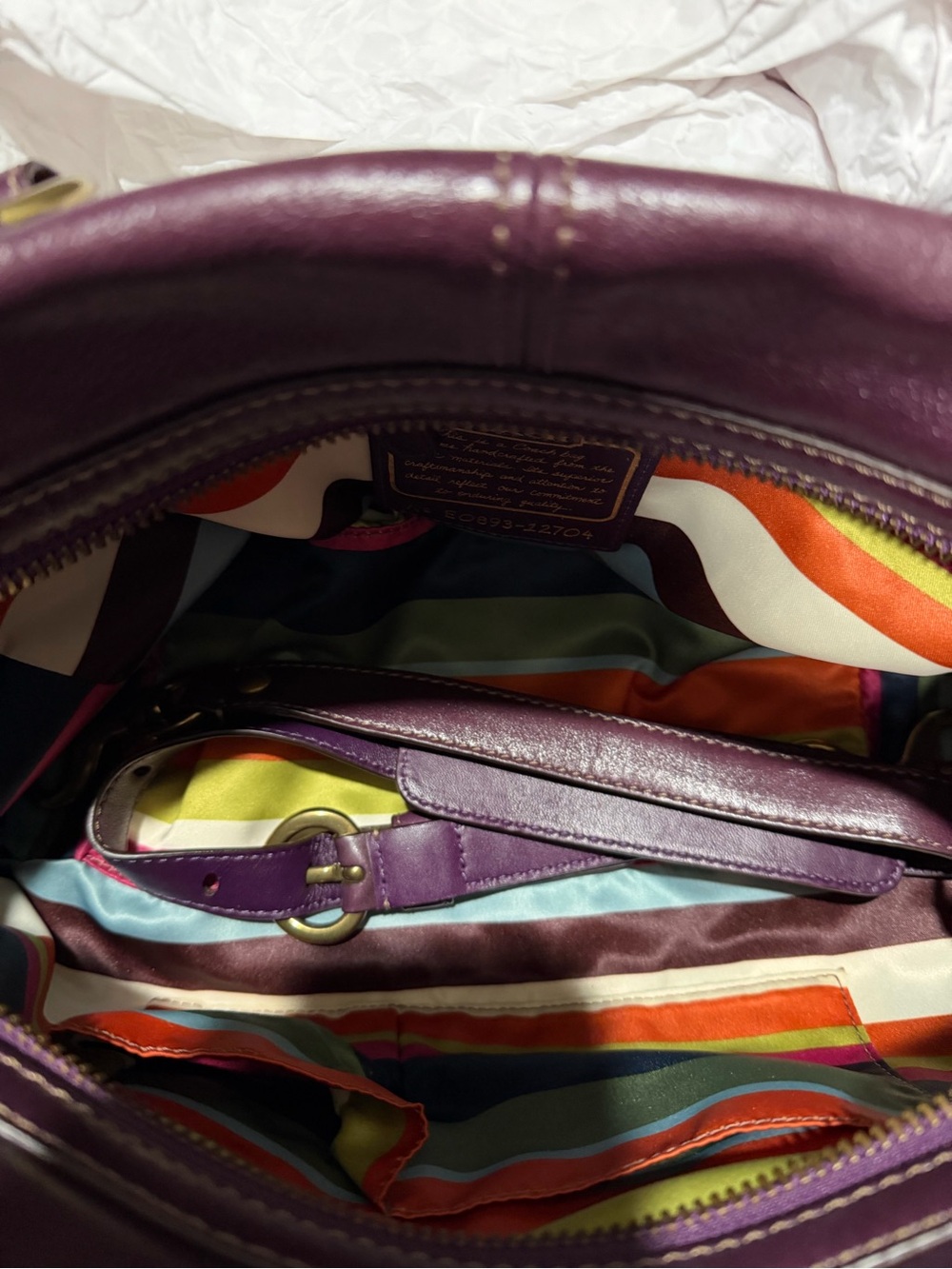 Women’s Purple Leather Satchel Handbag - Picture 3 of 7